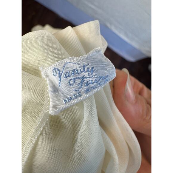 Vtg Sz 32 Bridal Glamour Vanity Fair Ivory Sheer Chiffon Nightgown Peignoir Robe - Picture 6 of 8